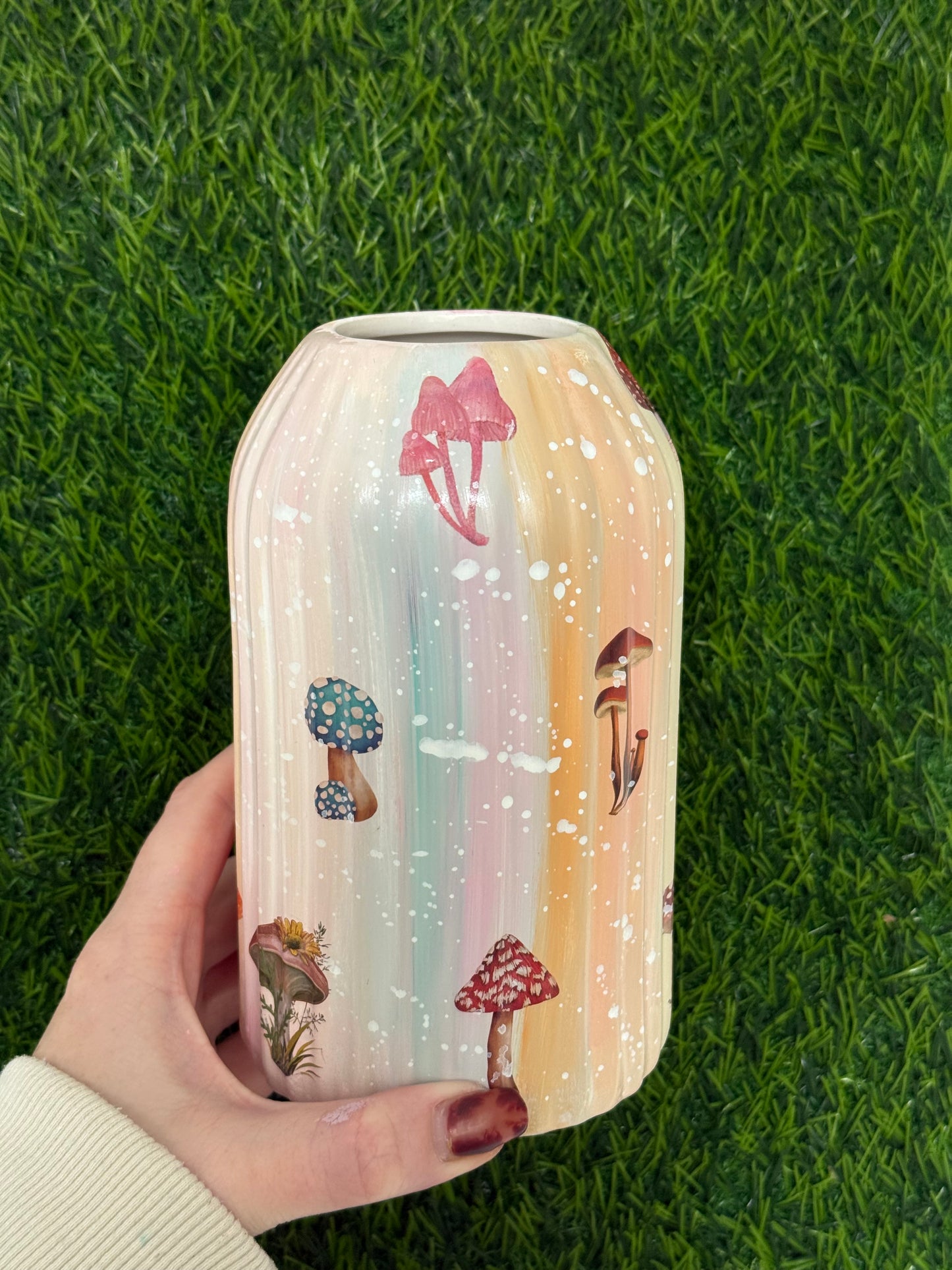 Toadstool Mushroom Ceramic Vase