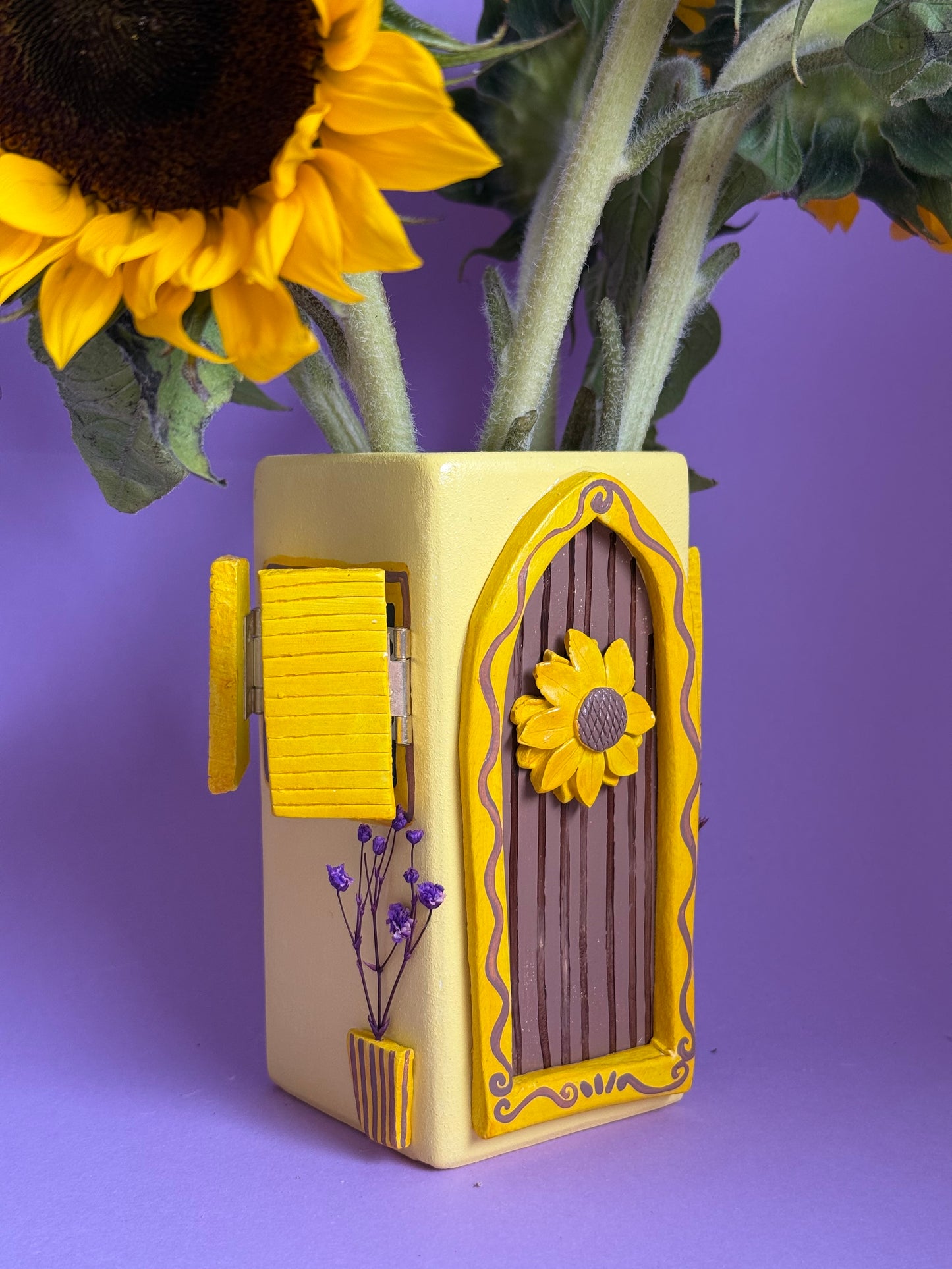 Sunflower House Interactive Ceramic Vase
