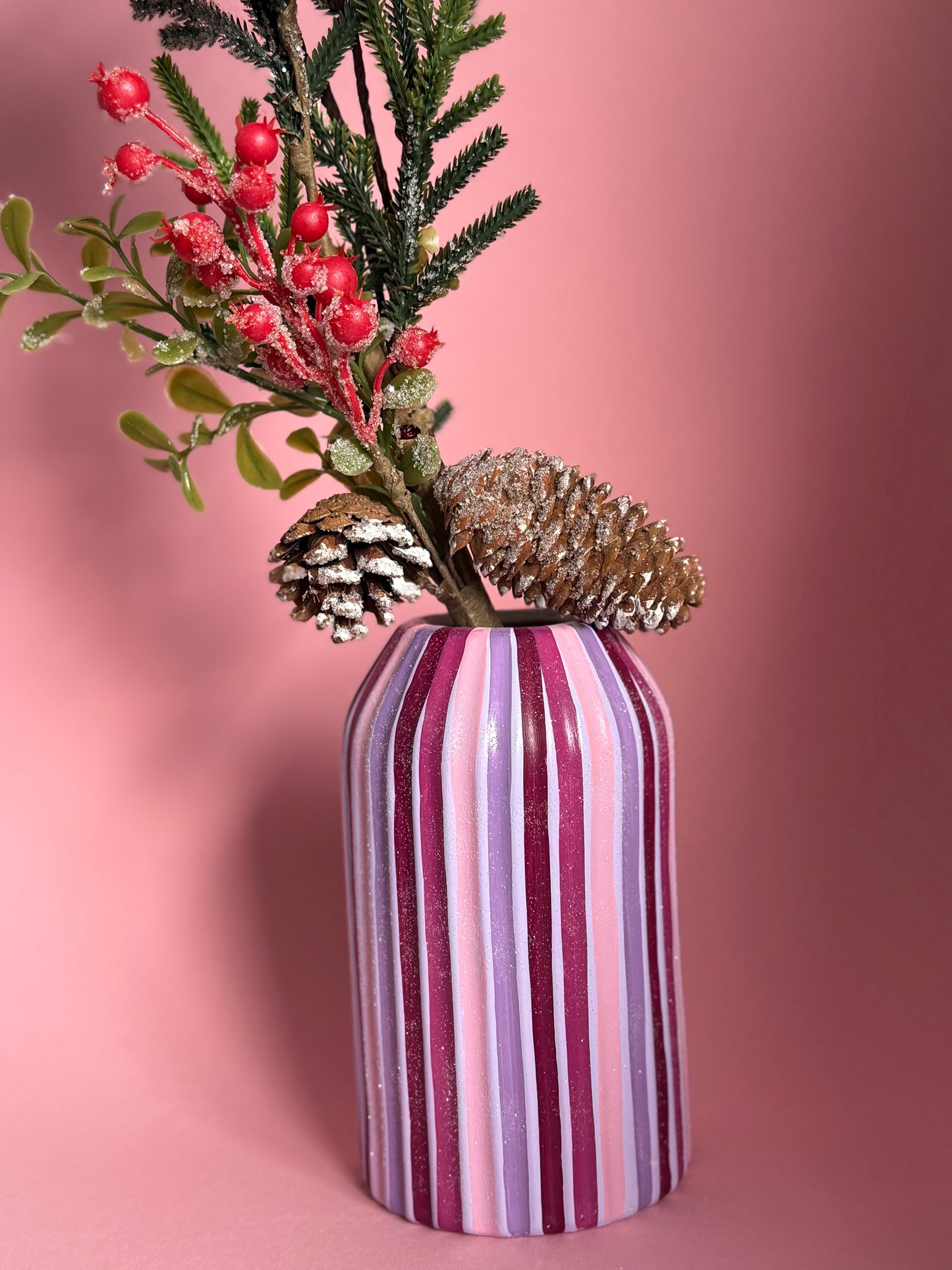 Sugar Plum Fairy Stripe Ceramic Vase