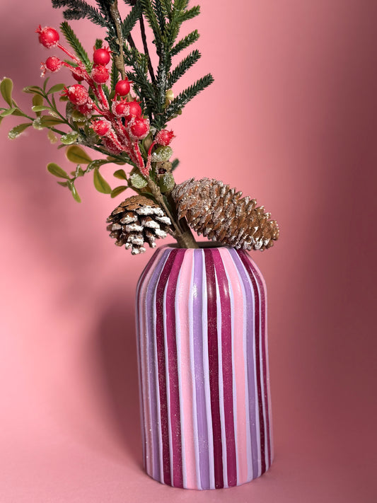 Sugar Plum Fairy Stripe Ceramic Vase