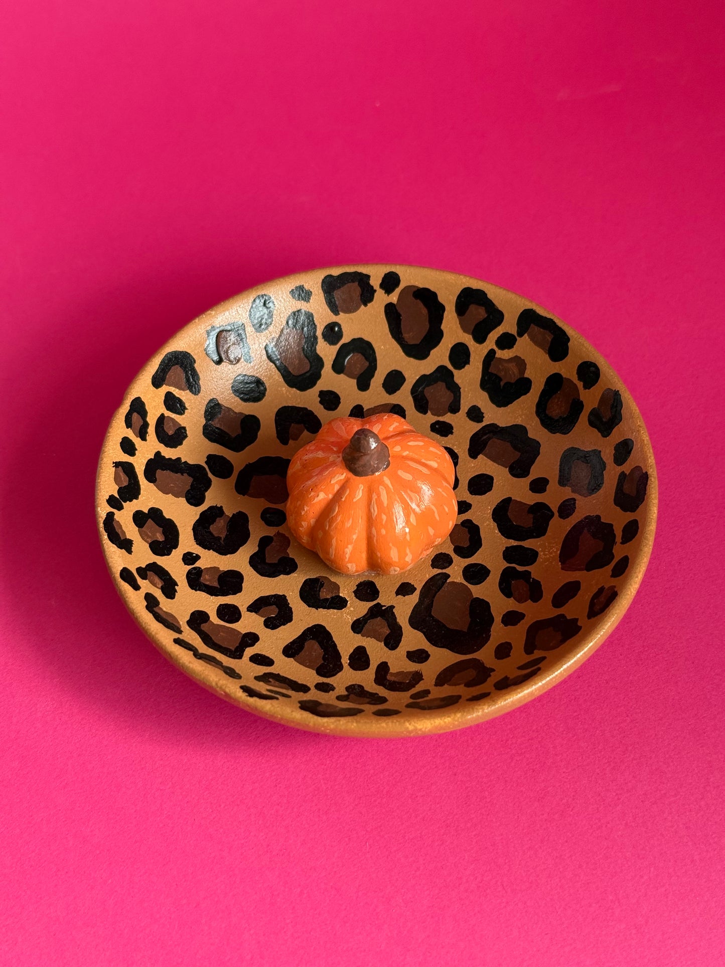 Leopard Print Pumpkin Trinket Dish