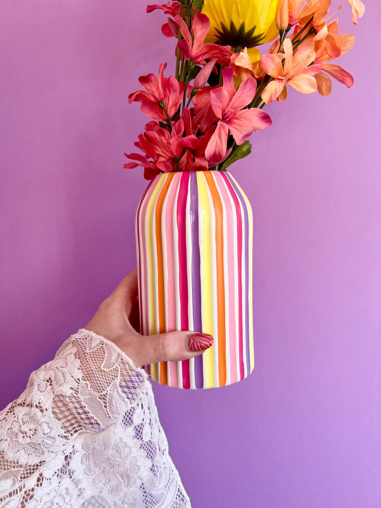 Summer Sunset Stripe Ceramic Vase