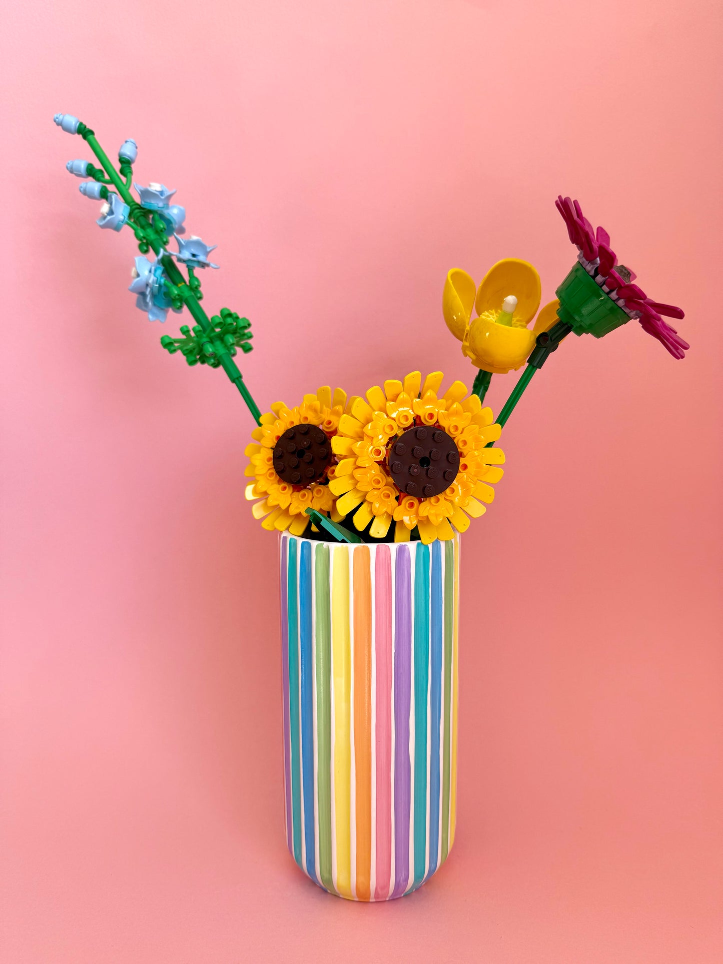 Rainbow Stripe Ceramic Vase Hand Painted