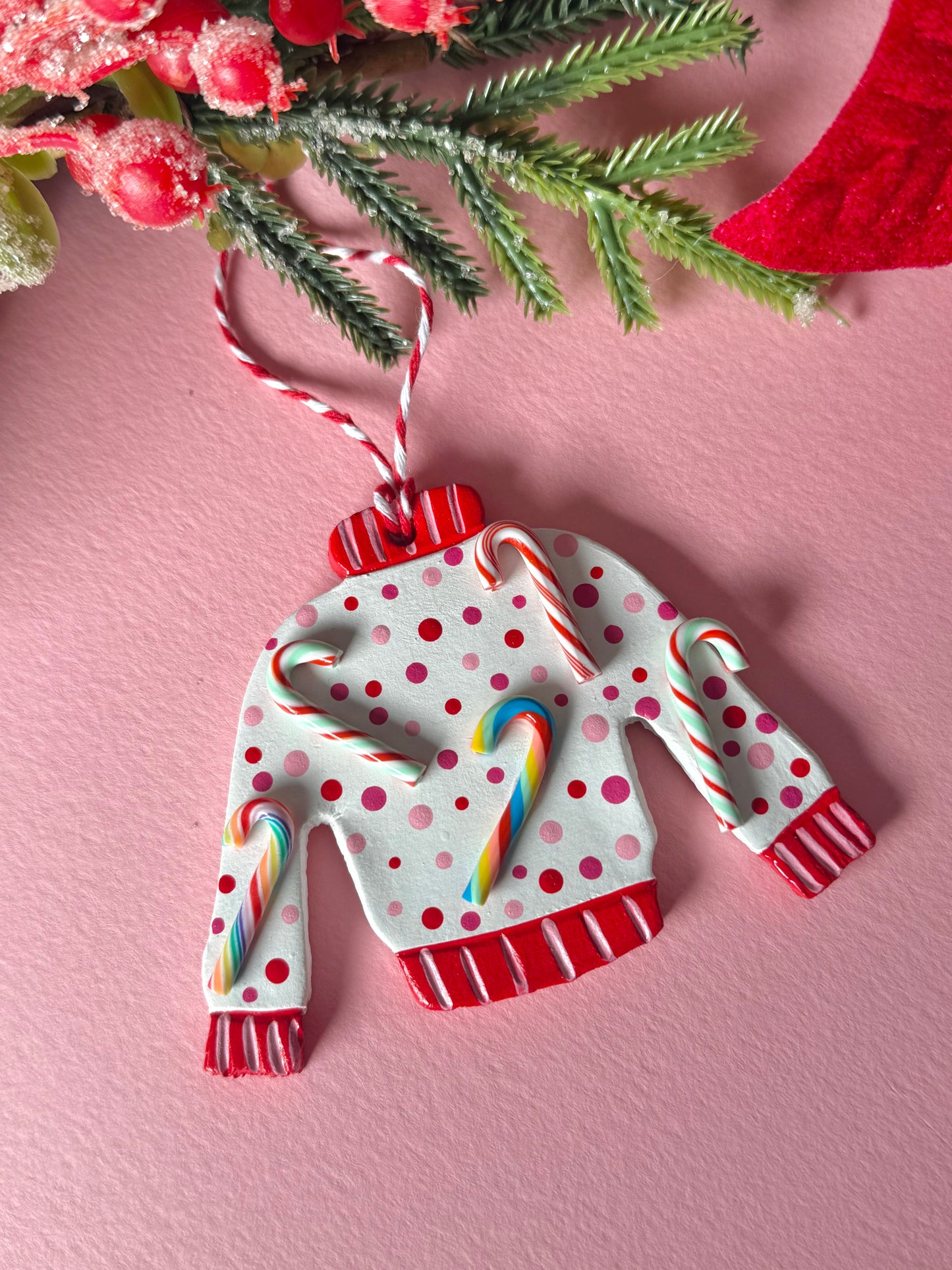 Candy Cane Christmas Jumper Bauble Tree Decoration