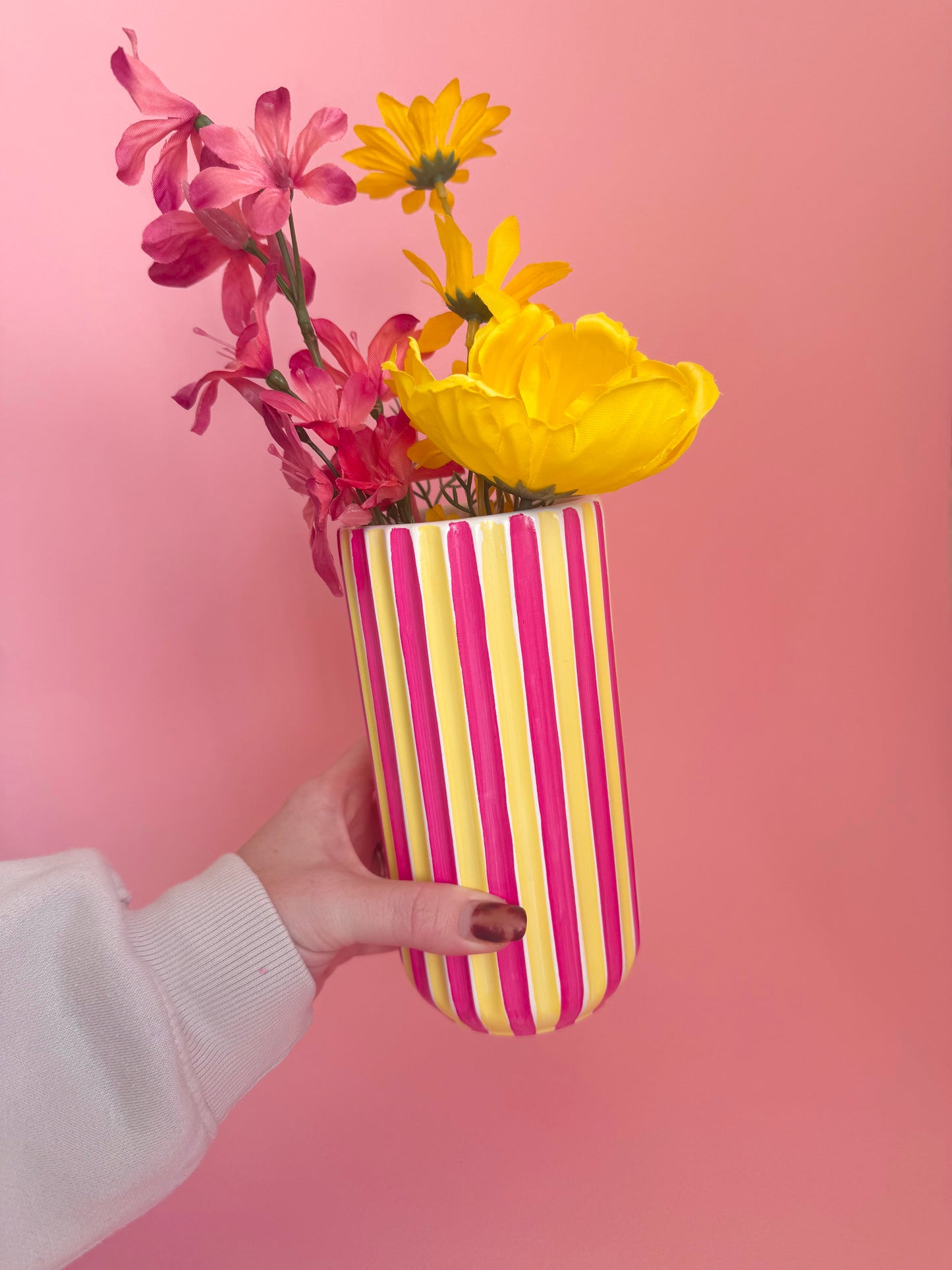 Rhubarb & Custard Stripe Ceramic Vase