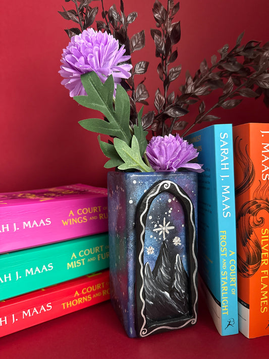 Fantasy Mountain Window Bookshelf Vase