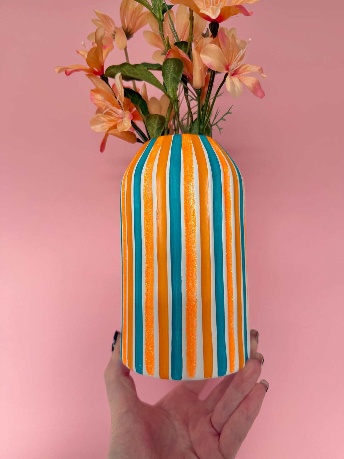 “Showgirl” Stripe Ceramic Vase