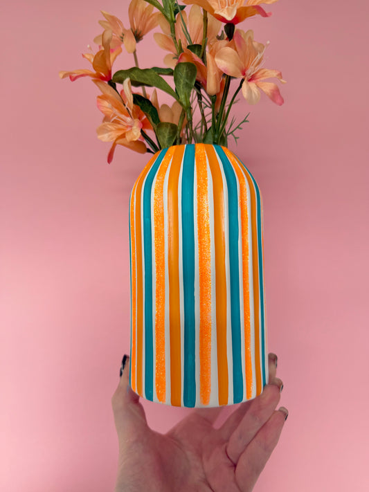 “Showgirl” Stripe Ceramic Vase