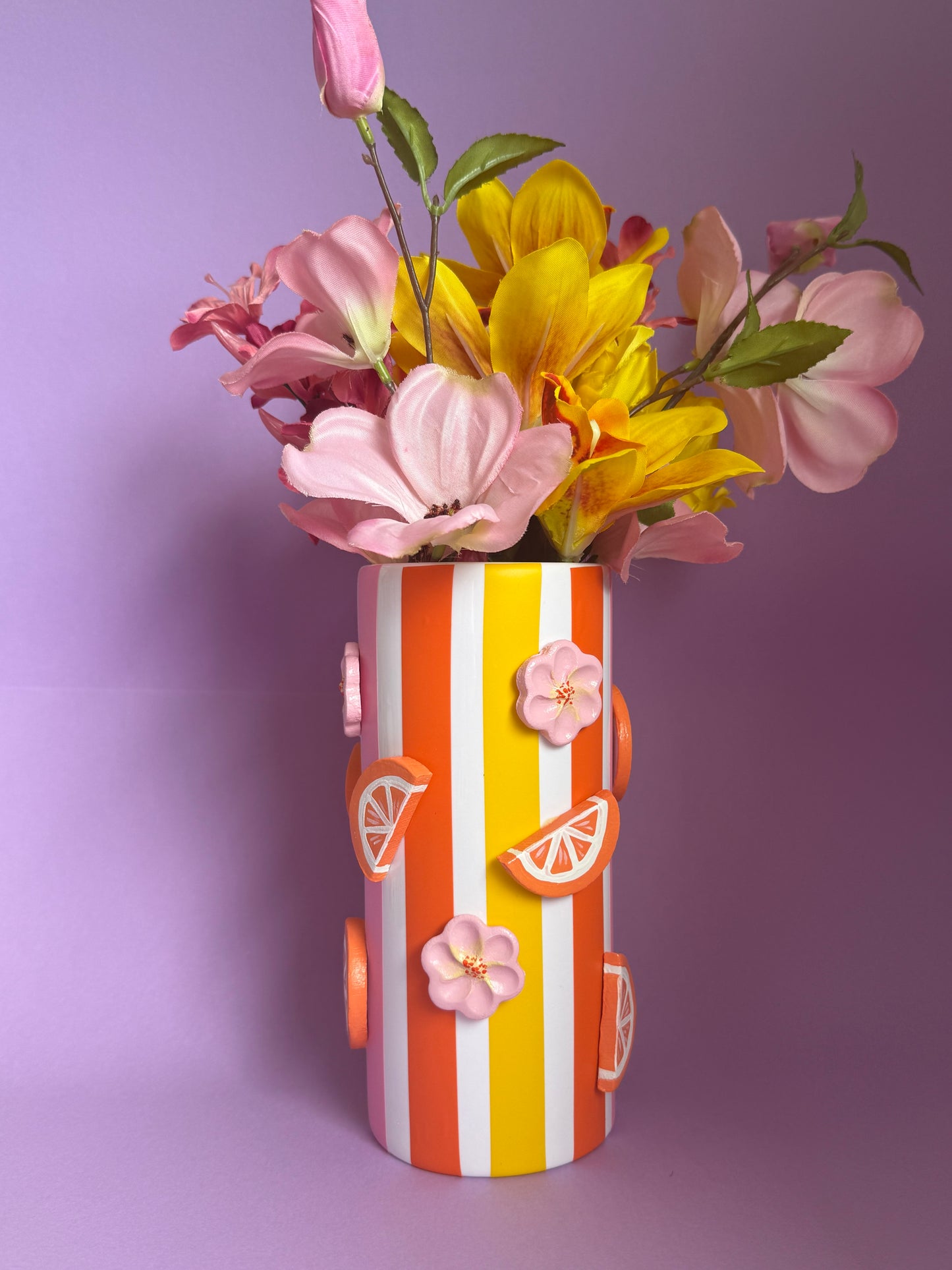 Floral Oranges Ceramic Vase