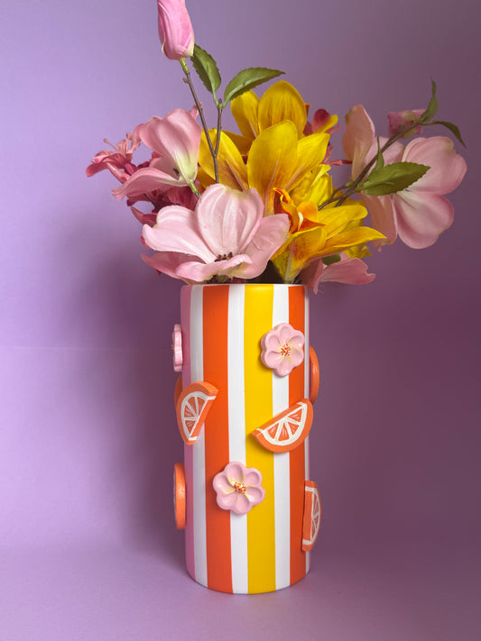 Floral Oranges Ceramic Vase
