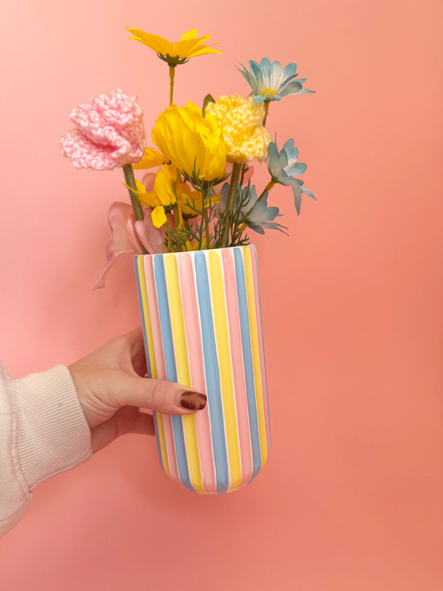 Marshmallow Stripe Ceramic Vase