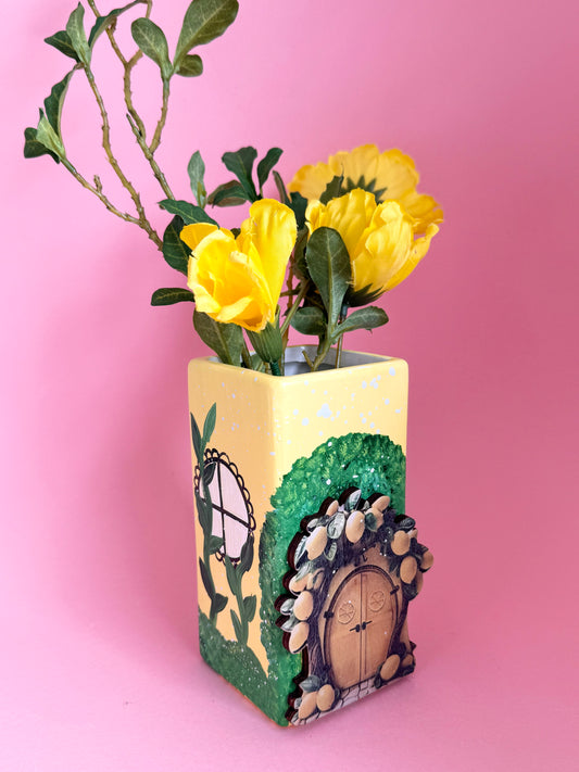 Lemon Fairy House Ceramic Vase