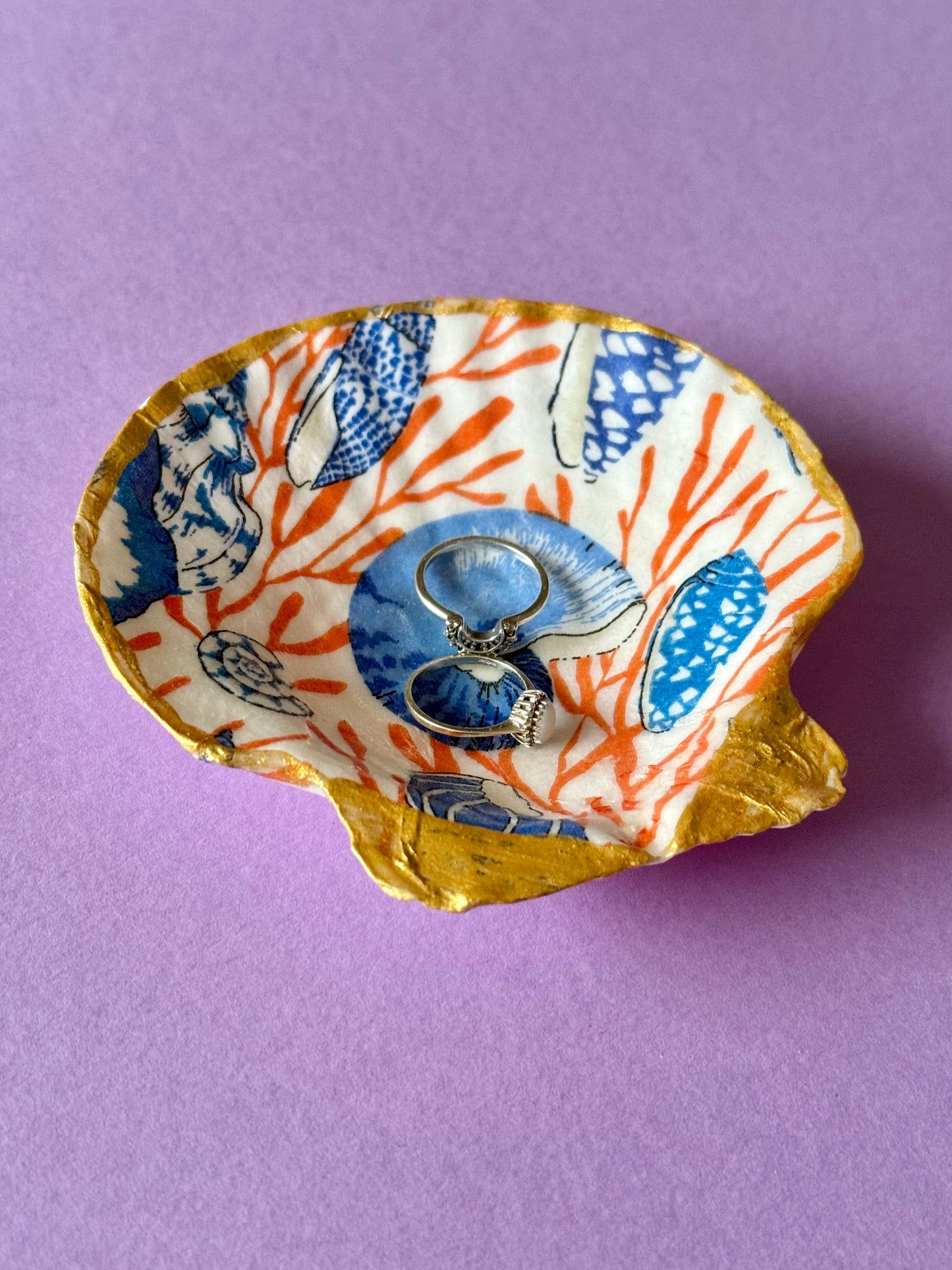 Shell Trinket Dish Jewellery Tray Decoupage
