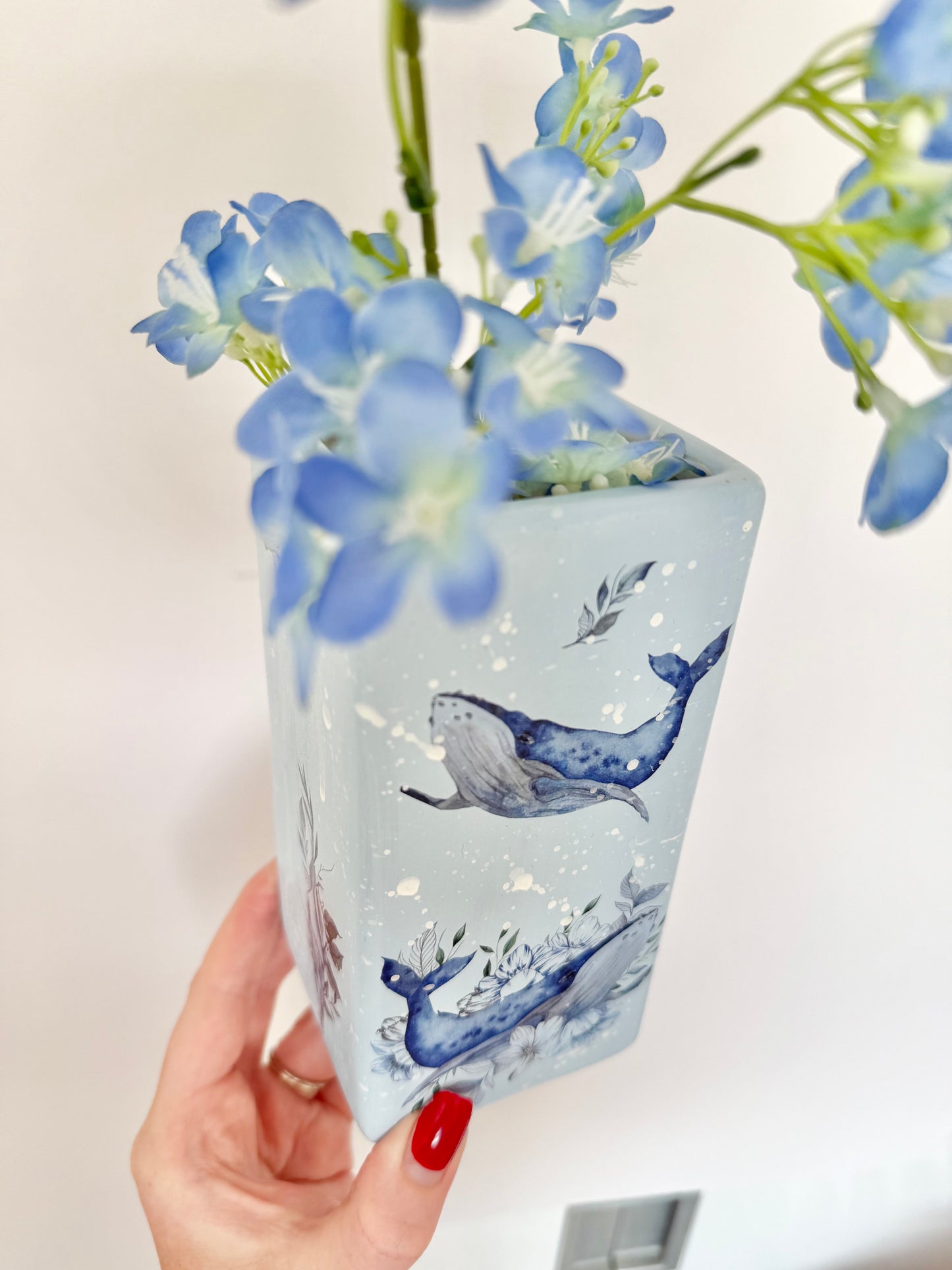 Humpback Whale Ceramic Vase Pastel Blue