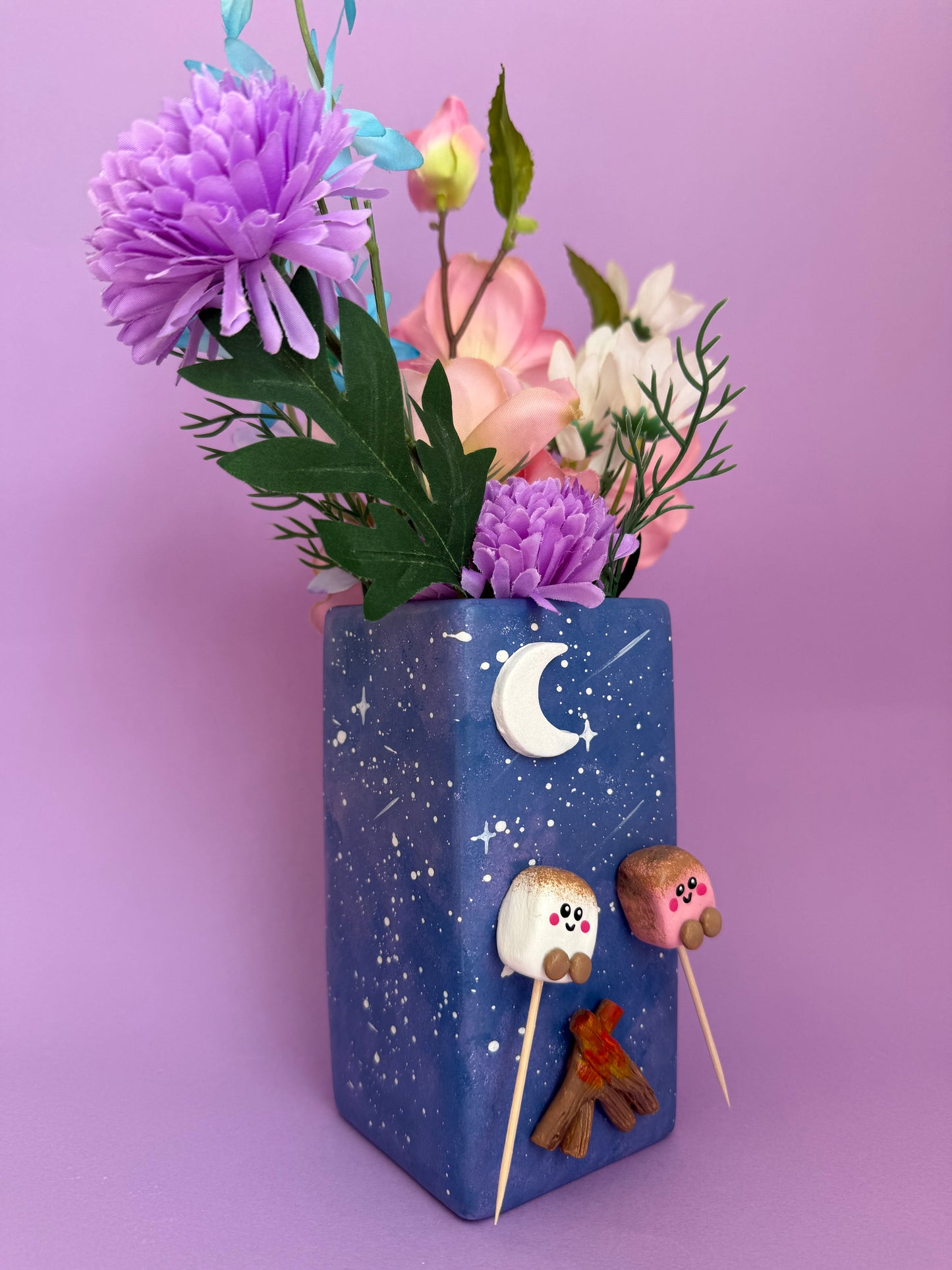 Toasted Marshmallows Starry Night Ceramic Vase