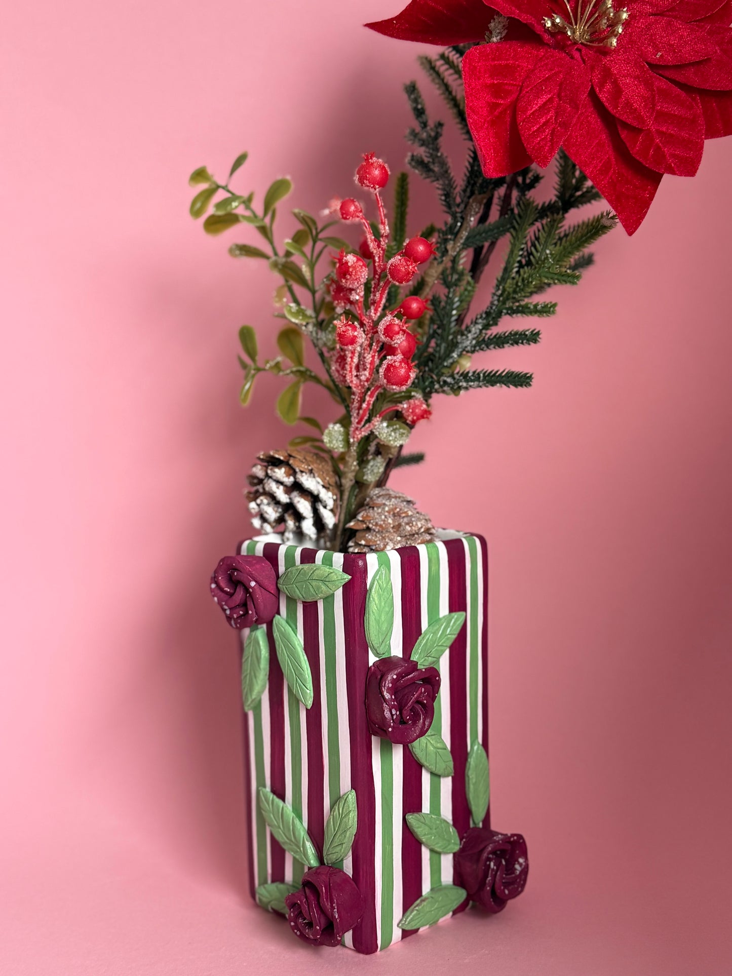 Midnight Rose Ceramic Vase