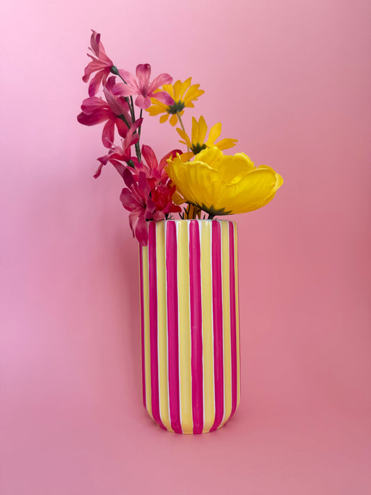 Rhubarb & Custard Stripe Ceramic Vase