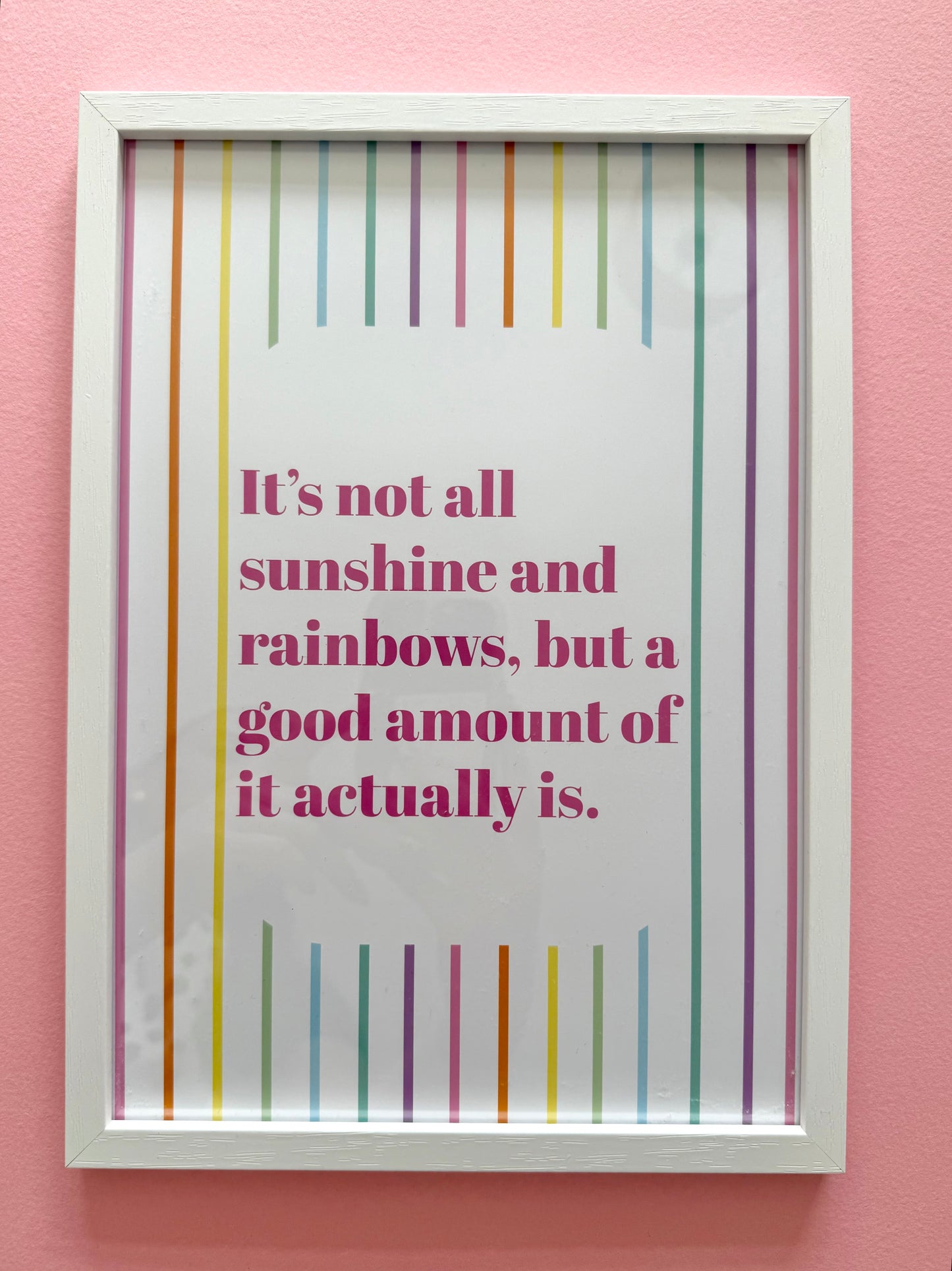 Sunshine & Rainbows Stripe Print Positivity Wall Art A4 Unframed