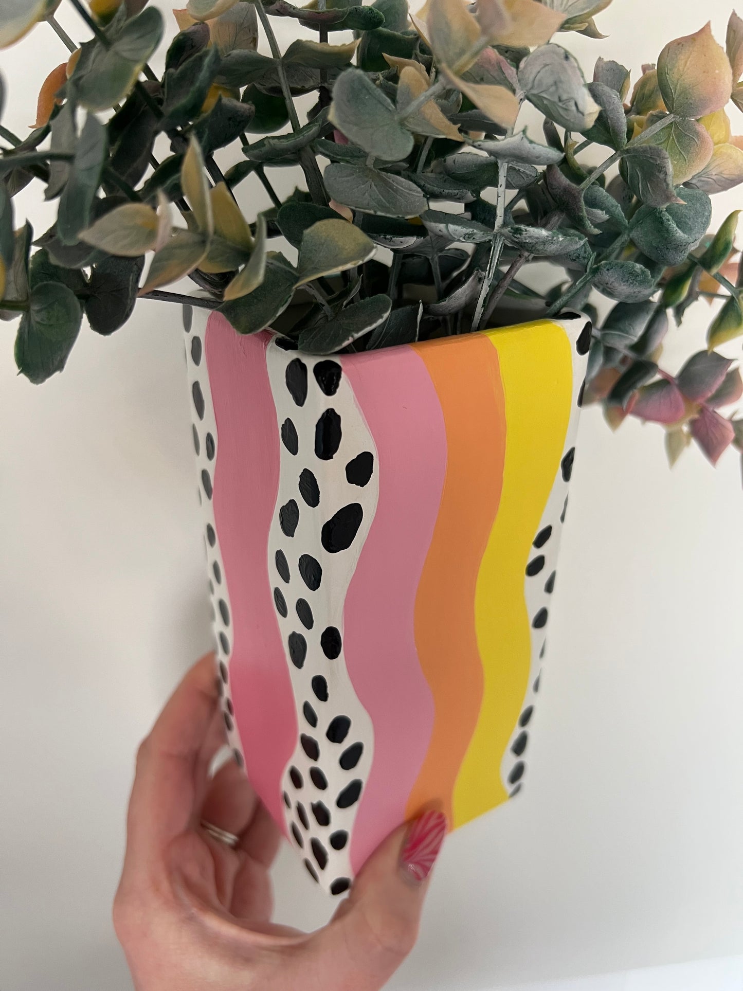 Rainbow Dalmation Wavy Vase