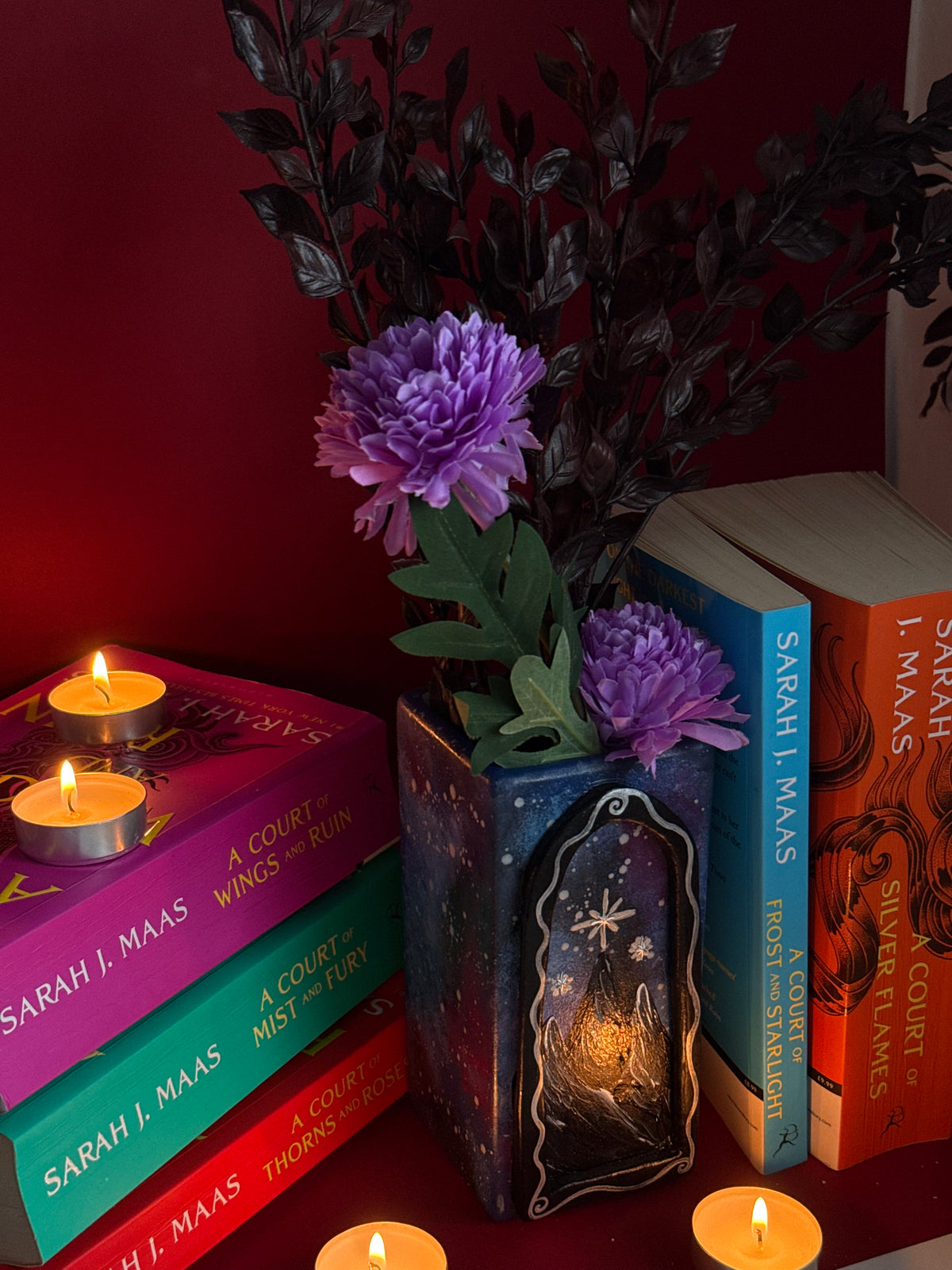 Fantasy Mountain Window Bookshelf Vase