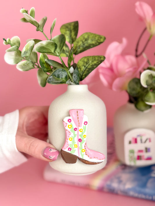 Cowgirl Boot Mini Bud Ceramic Vase