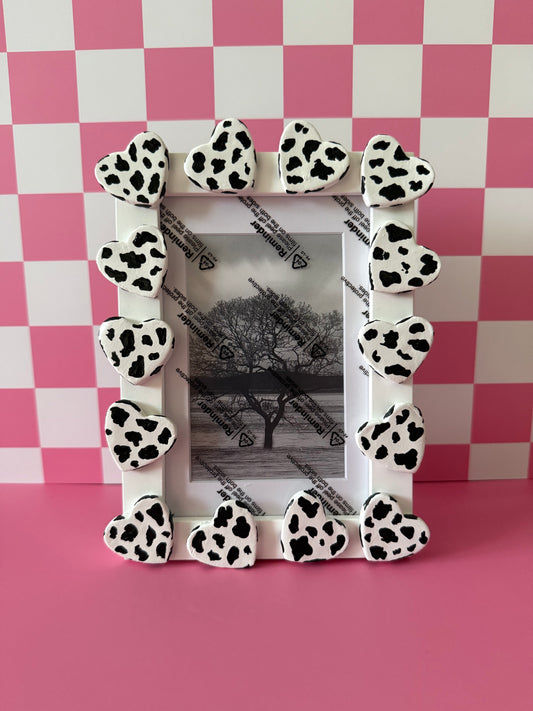 Cow Print Heart Photo Frame