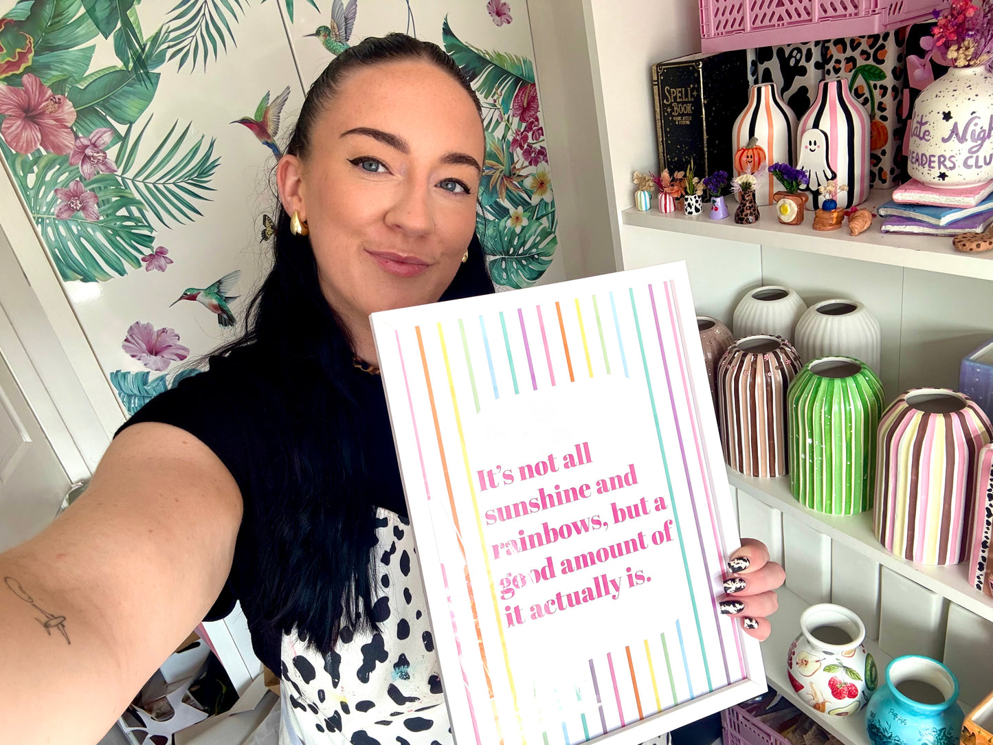 Sunshine & Rainbows Stripe Print Positivity Wall Art A4 Unframed