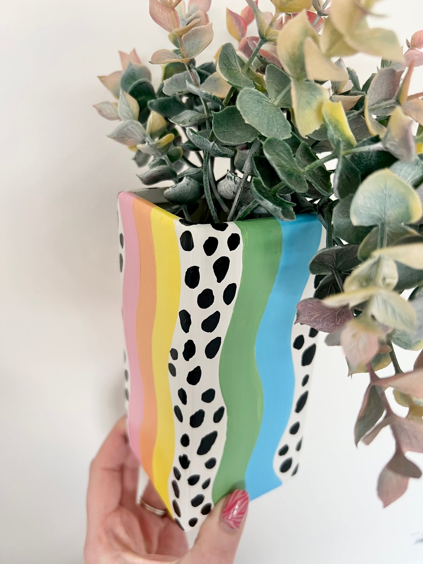 Rainbow Dalmation Wavy Vase