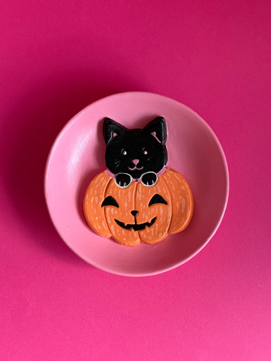 Pumpkin Cat Trinket Dish