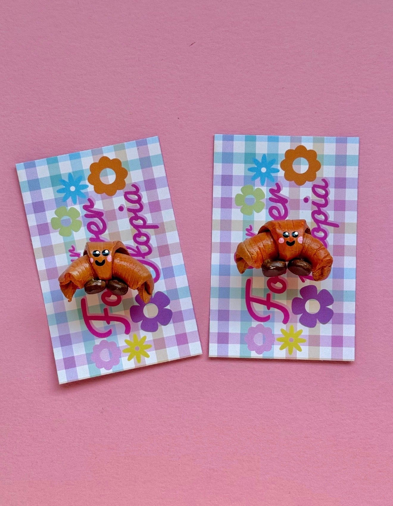 Croissant Magnet Clay Hand Painted