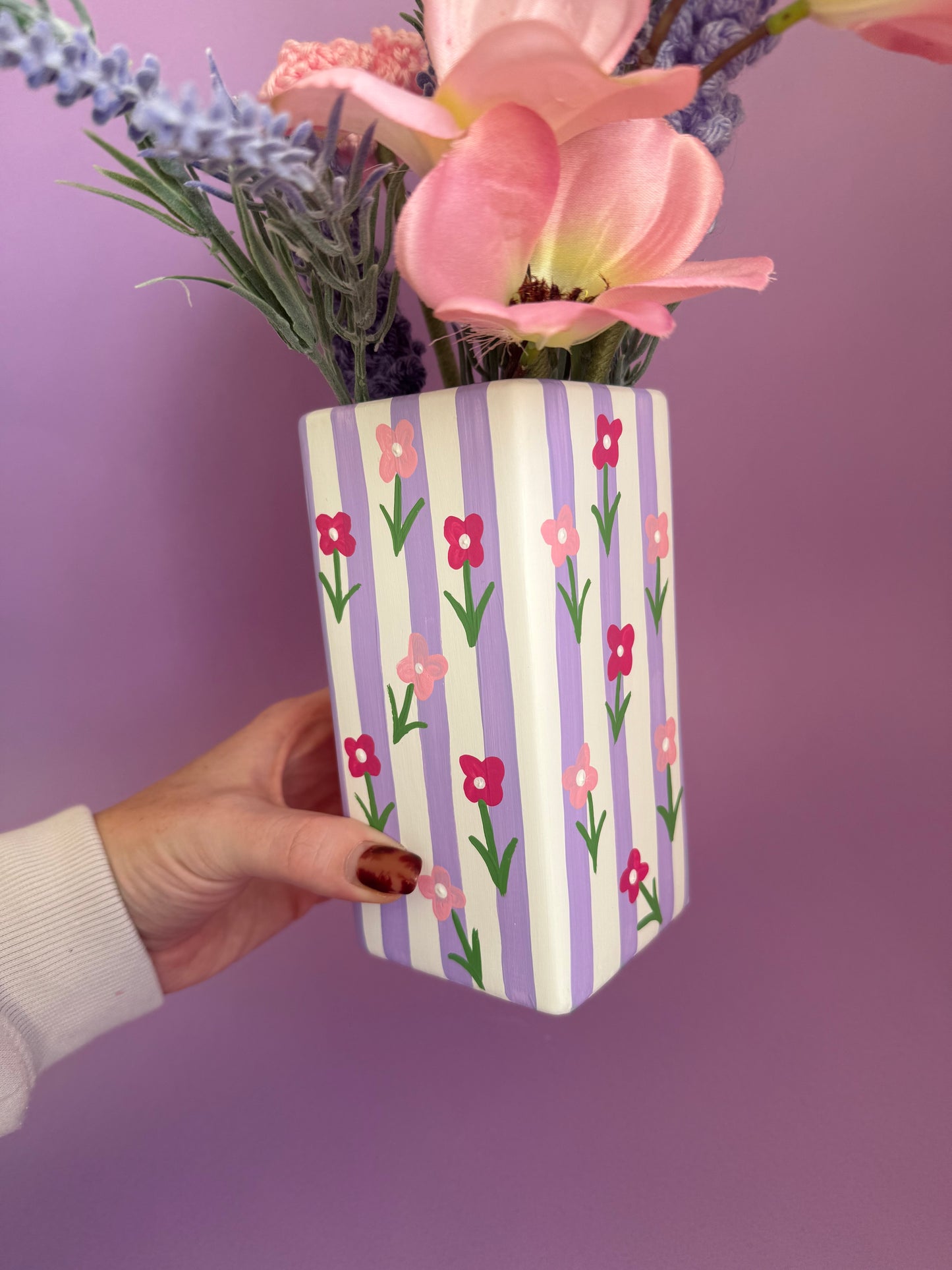 Lilac Ditsy Flower Ceramic Vase