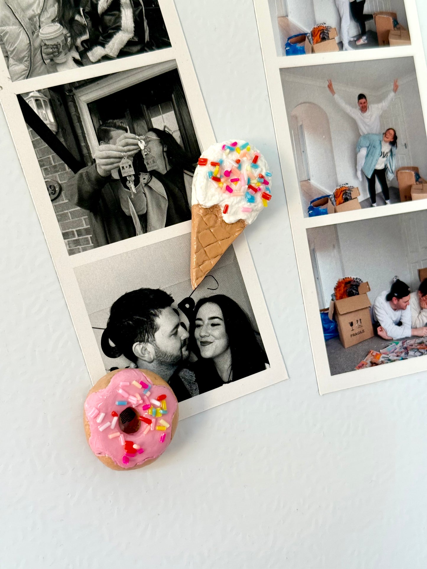 Sweet Treats Magnet Set of 5 Cookie, Cake, Ice Cream, Lolly, Donut Clay Magnets