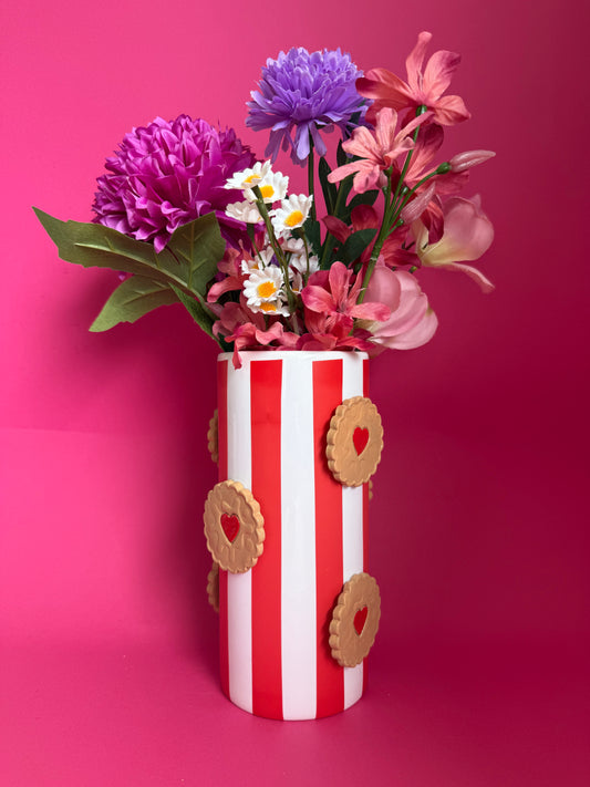 Jam Heart Stripe Ceramic Vase