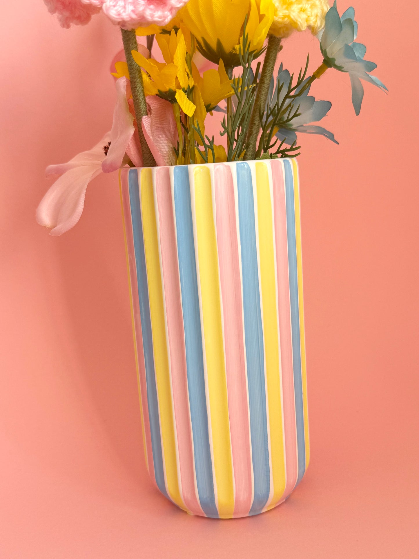 Marshmallow Stripe Ceramic Vase