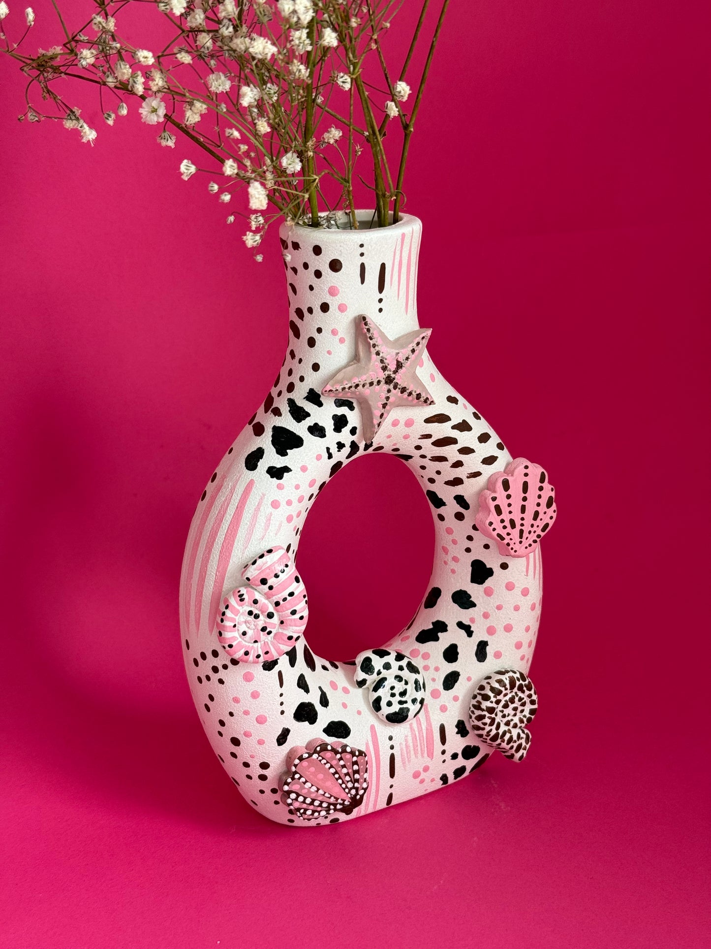 Original Pink & Brown Shell Vase