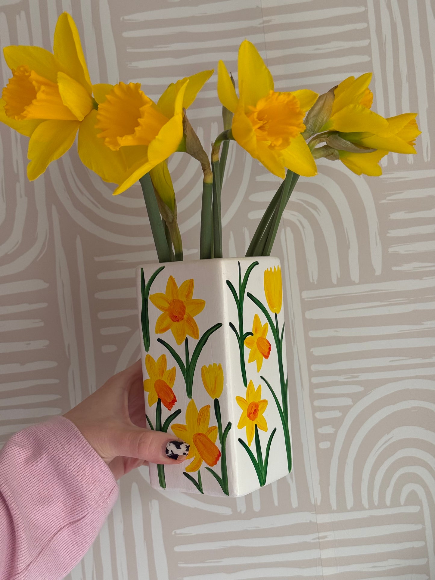 Daffodil Ceramic Vase Hand Painted