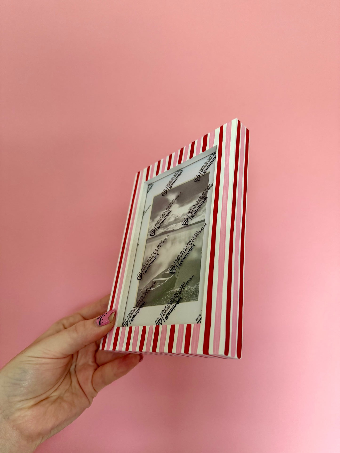 Red & Pink Stripe Photo Frame
