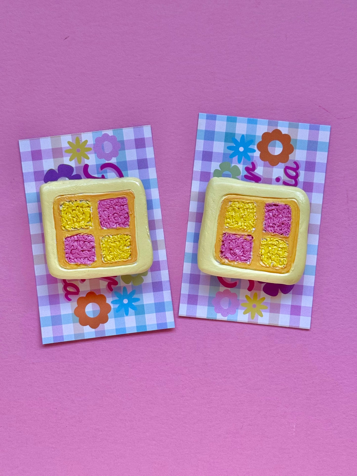 Battenberg Cake Magnet Hand Painted