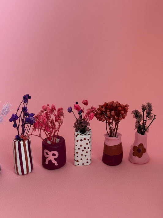 Autumn Tiny Vase Magnet Set of 5 (Dried Flowers Included)