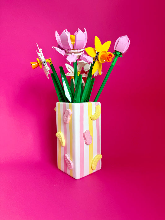 Banana & Shrimp Stripe Ceramic Vase