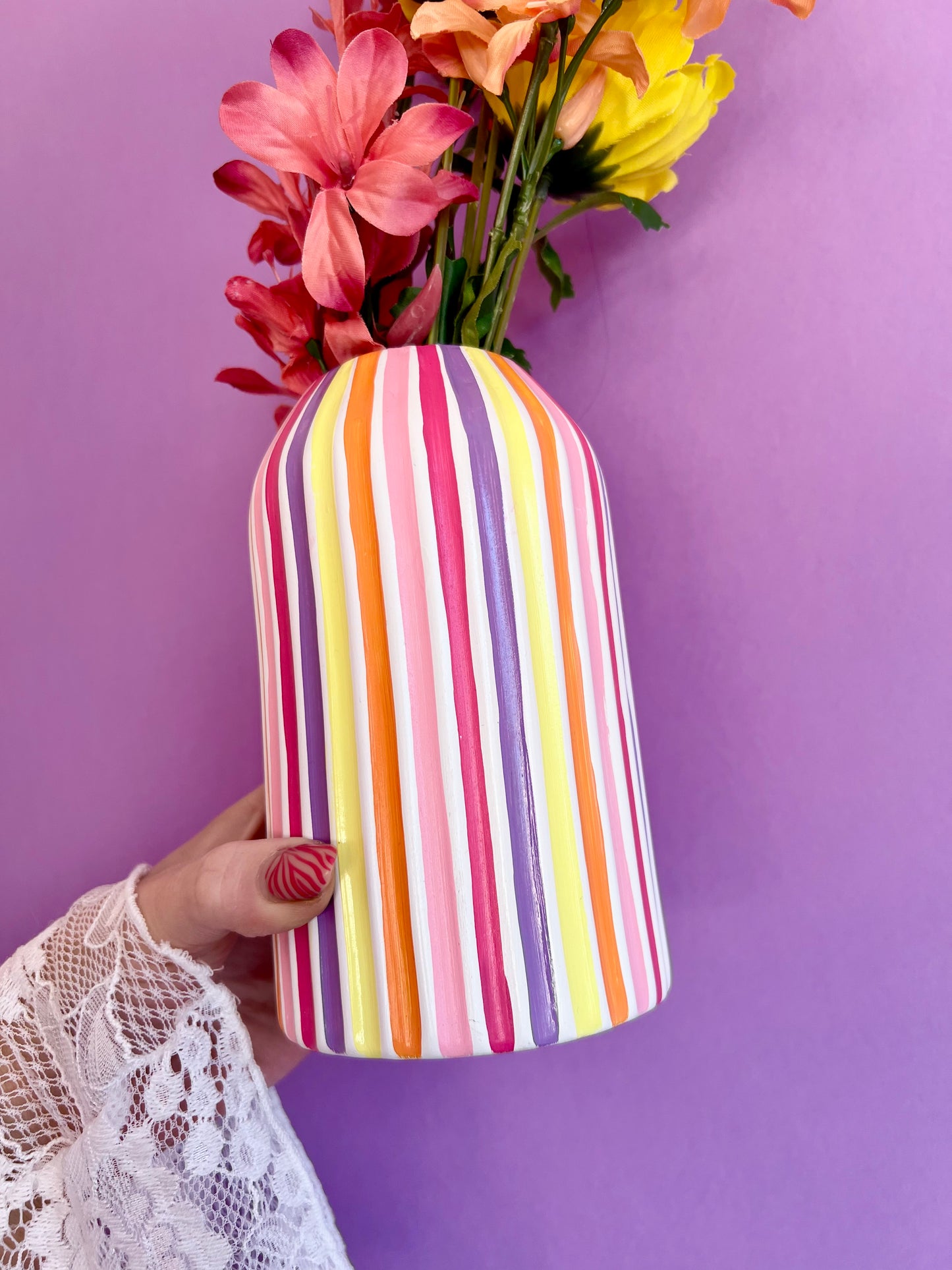 Summer Sunset Stripe Ceramic Vase