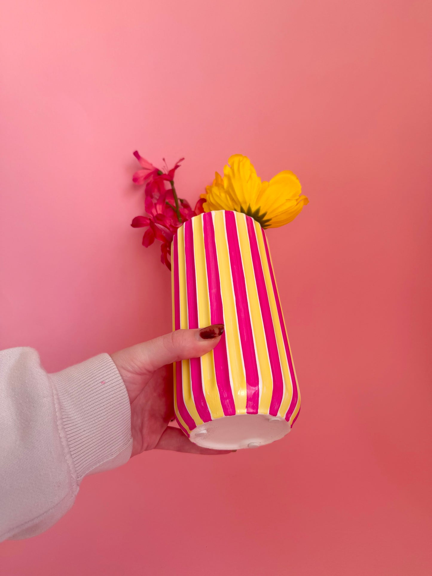Rhubarb & Custard Stripe Ceramic Vase
