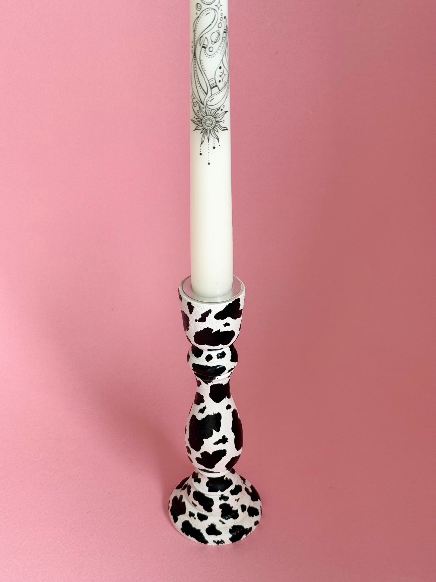 Cow Print Candlestick Holder