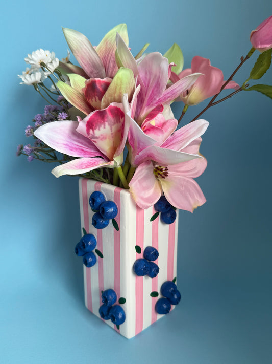 Pink Stripe Blueberry Vase