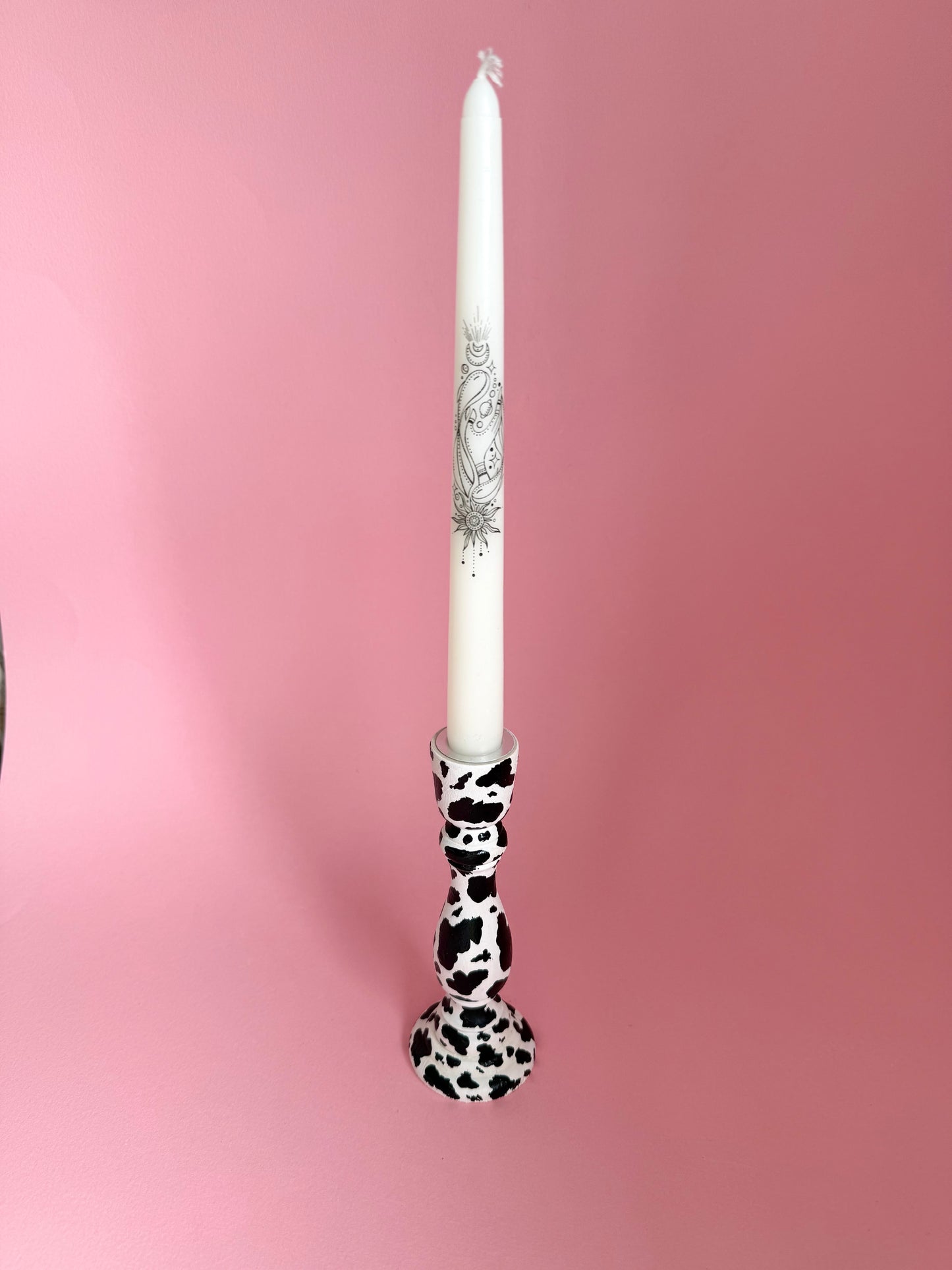 Cow Print Candlestick Holder