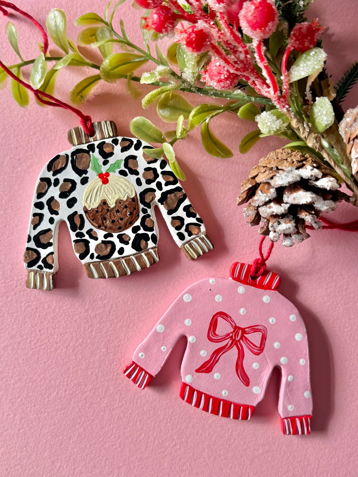 Pink & Red Christmas Jumper Bauble Tree Decoration