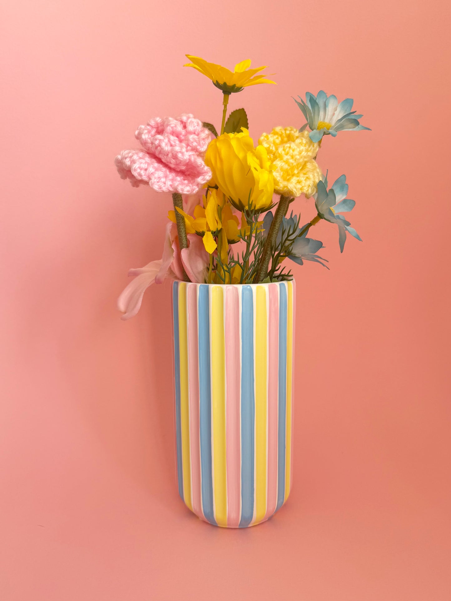 Marshmallow Stripe Ceramic Vase