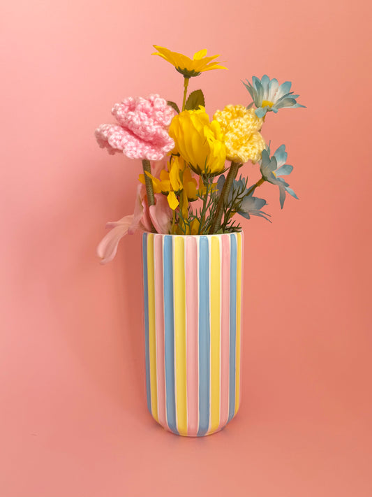 Marshmallow Stripe Ceramic Vase