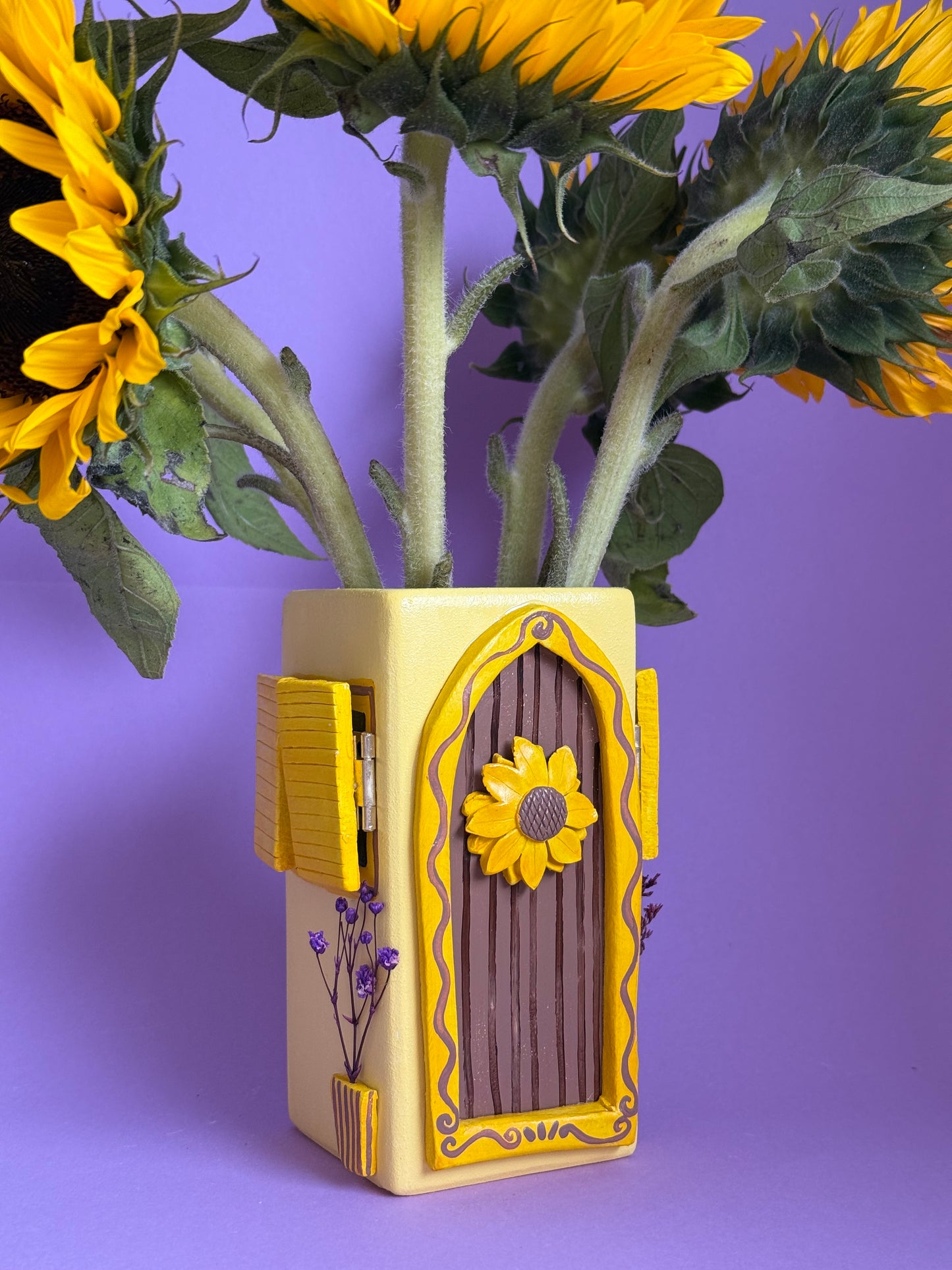 Sunflower House Interactive Ceramic Vase