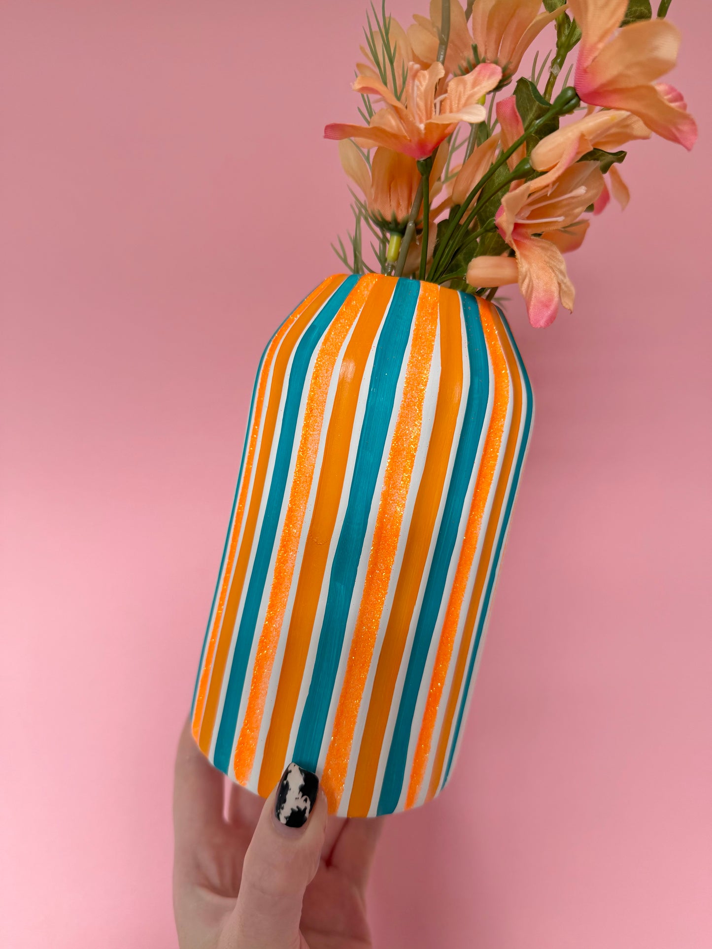 “Showgirl” Stripe Ceramic Vase